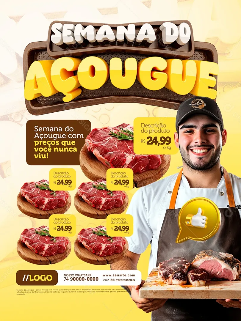 Encarte Semana do Açougue em amarelo