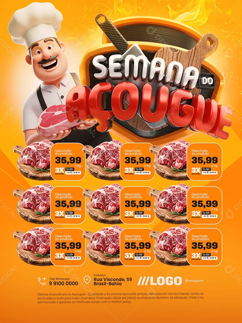 Encarte Semana do Açougue em laranja